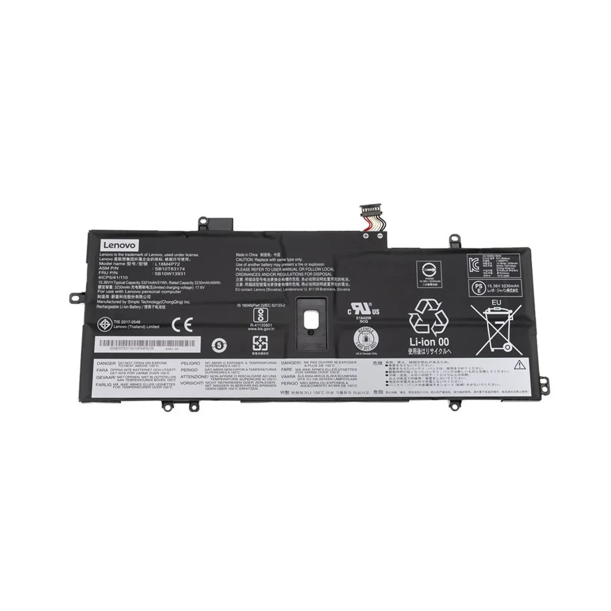 Аккумулятор для ноутбука Lenovo Thinkpad X1 Carbon 8th Gen L18L4P72 L18S4P72 SB10K97643